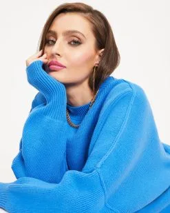 Elouise Knit Oversized Pullover Sweater - Blue -clothes Sales 19 ElouiseKnitOversizedPulloverSweater Blue 3663