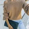 Malia Cold Shoulder Knit Sweater - Camel - FINAL SALE