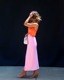 Lisbon Satin Midi Dress - Pink/Orange -clothes Sales 25B78AD8 B2E9 46F7 9623 E8C6A65A3F3D