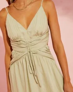 Coraline Tiered Maxi Dress – Khaki  -clothes Sales 32207SKV KHAKI 4167