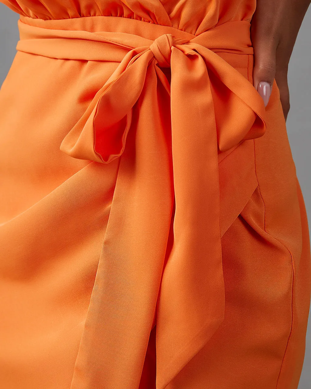 SKYL-002 Maxine Strappy Drape Mini Dress - Orange 3 SKYL-002 Maxine Strappy Drape Mini Dress - Orange - Image 3