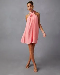 Kaliani Halter Mini Dress - Peach 
