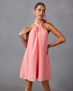 Kaliani Halter Mini Dress - Peach  -clothes Sales 32800SKV PEACH 3327