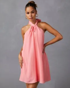 Kaliani Halter Mini Dress - Peach  -clothes Sales 32800SKV PEACH 3330
