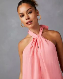 Kaliani Halter Mini Dress - Peach  -clothes Sales 32800SKV PEACH 3339