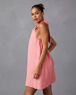 Kaliani Halter Mini Dress - Peach  -clothes Sales 32800SKV PEACH 3351
