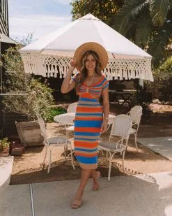 FLAT-001 Alessa Striped Knit Maxi Dress -clothes Sales 369A1792