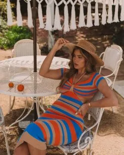 FLAT-001 Alessa Striped Knit Maxi Dress -clothes Sales 369A1823