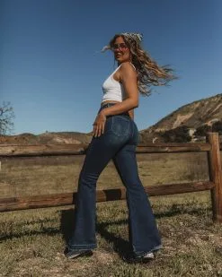KANC-001 Marsha High Rise Frayed Bell Bottom Denim - FINAL SALE
