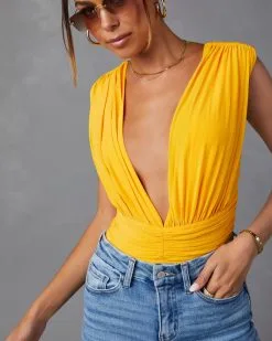 SKYL-002 Perrine Drape Front Bodysuit - Tangerine  -clothes Sales 41080SKV TANGERINE 7511