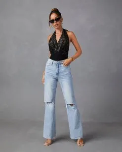 SKYL-002 Sidonie Lace Bodysuit - Black -clothes Sales 41086SKV BLACK 8303