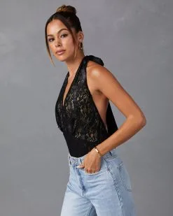SKYL-002 Sidonie Lace Bodysuit - Black