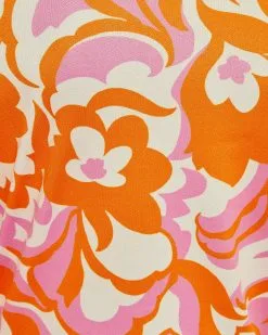 SKYL-002 Fleurine Printed Drape Bodysuit –Orange  -clothes Sales 41099SKV ORANGEFLORAL 13445