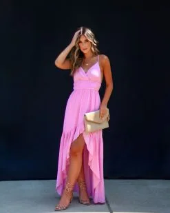 Maribeth Ruffle Hem Midi Dress - Pink