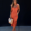 Montego Bay Knit Tassel Trim Midi Dress - Mandarin
