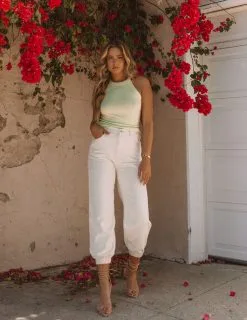 POL-001 Mara Vintage Wash Denim Joggers - Ivory - FINAL SALE -clothes Sales 5D9A5613