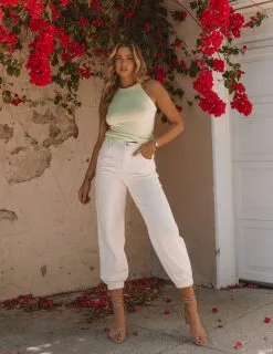 POL-001 Mara Vintage Wash Denim Joggers - Ivory - FINAL SALE -clothes Sales 5D9A5619