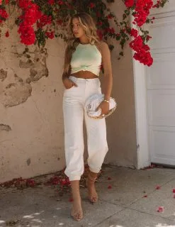 POL-001 Mara Vintage Wash Denim Joggers - Ivory - FINAL SALE -clothes Sales 5D9A5629