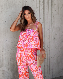 EMOR-001 Jemma Floral Chiffon Plisse Pants - SALE -clothes Sales 941E07FB 90FE 4C9A 9544 1D2429D03A6F