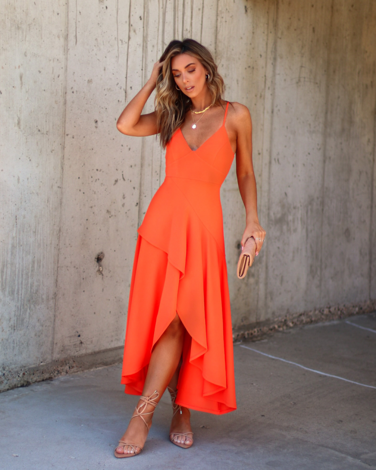 Melinda Ruffle Maxi Dress - Orange - SALE 1 Melinda Ruffle Maxi Dress - Orange - SALE