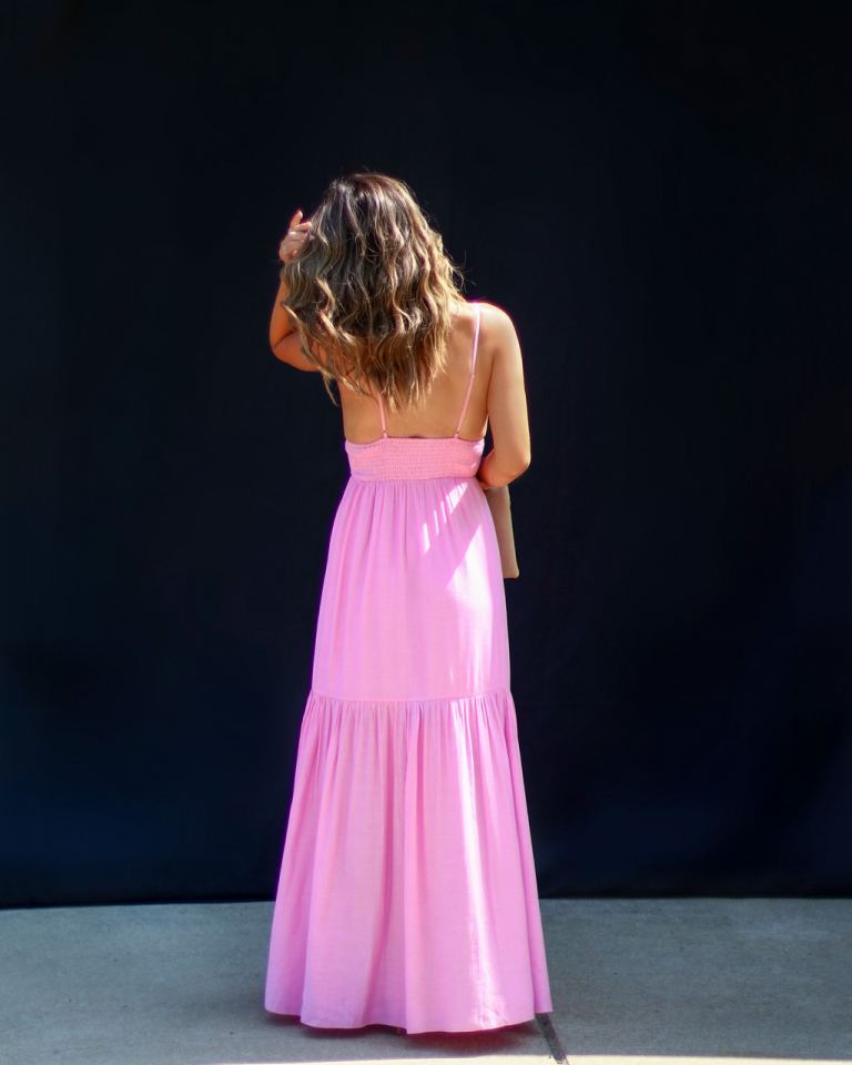 Maribeth Ruffle Hem Midi Dress - Pink 2 Maribeth Ruffle Hem Midi Dress - Pink - Image 2