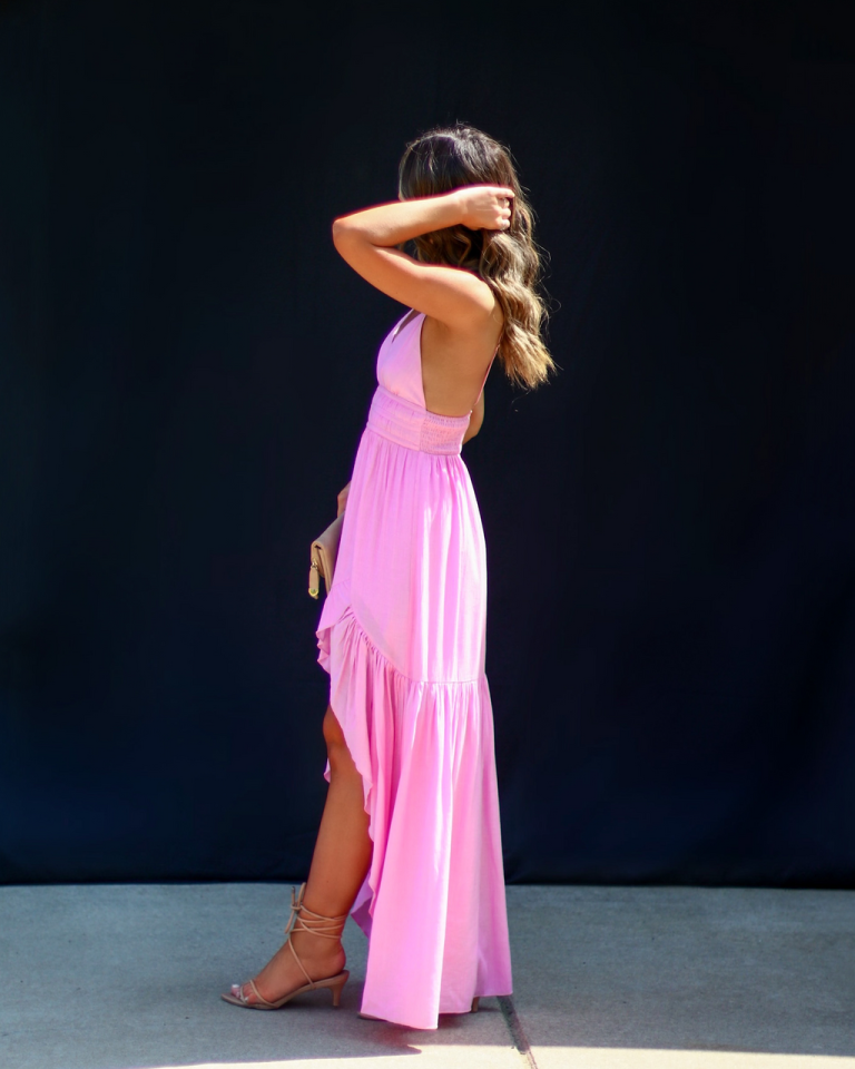 Maribeth Ruffle Hem Midi Dress - Pink 4 Maribeth Ruffle Hem Midi Dress - Pink - Image 4