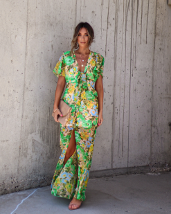 Fionna Floral Chiffon Front Tie Open Back Maxi Dress - SALE