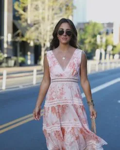 Jaclyn Floral Crochet Lace Tiered Maxi Dress - SALE