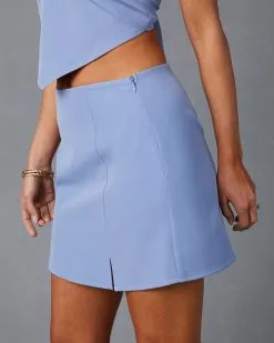 ACOA-001 Dorleah Front Slit Mini Skirt - Blue -clothes Sales ACT11271 BLUE ACS30176 BLUE 3740