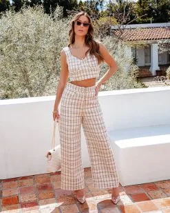 A Simple Favor Tweed Pocketed Pants - Taupe - SALE