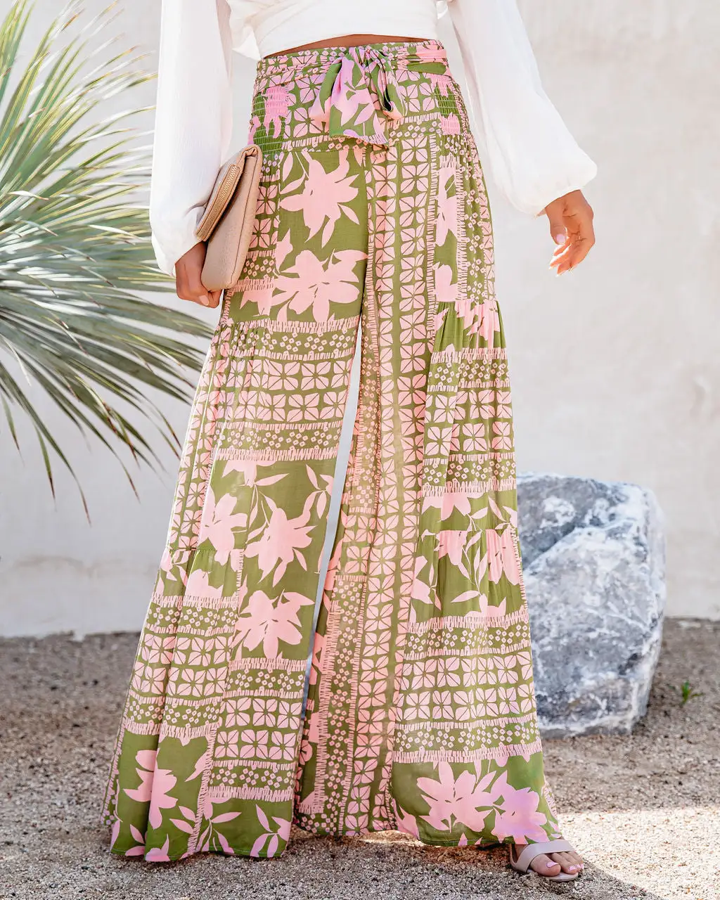 A World To See Floral Tie Front Wide Leg Pants 7 A World To See Floral Tie Front Wide Leg Pants - Image 7