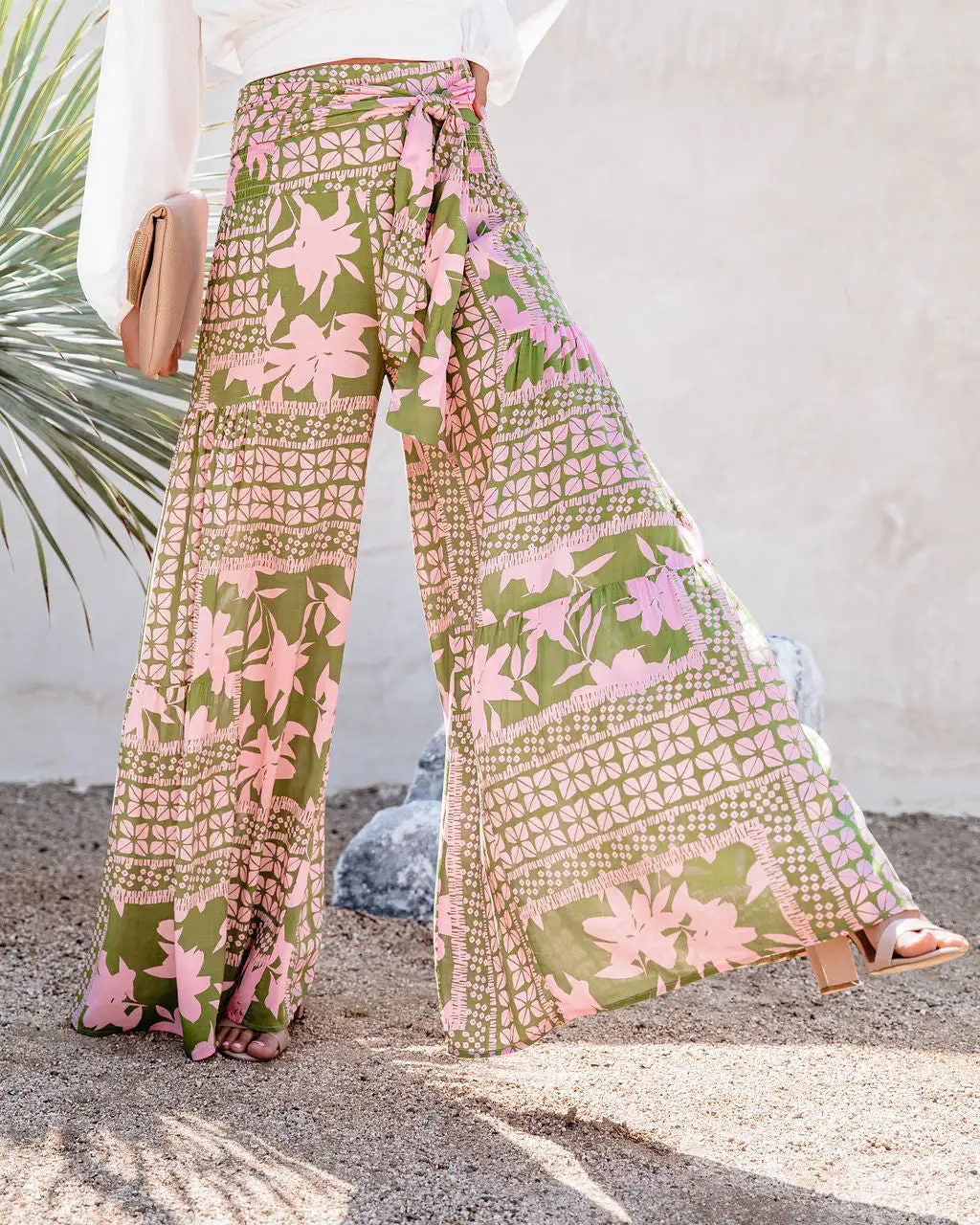 A World To See Floral Tie Front Wide Leg Pants 8 A World To See Floral Tie Front Wide Leg Pants - Image 8