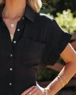 Adelyn Button Down Shirt Dress - Black - FINAL SALE -clothes Sales AdelynButtonDownShirtDressBlack26