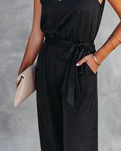 TYCH-001 Adrienne Pocketed Satin Jumpsuit - Black - FINAL SALE -clothes Sales AdriennePocketedSatinJumpsuitBlack45