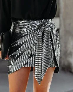 DO+B-001 After Hours Sequin Tie Mini Skirt -clothes Sales AfterHoursSequinTieMiniSkirt108