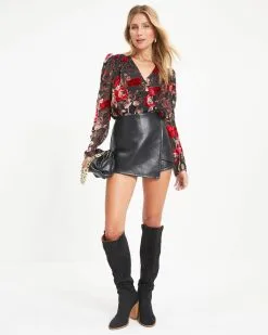 FATE-001 Against All Odds Floral Burnout Velvet Bodysuit - FINAL SALE -clothes Sales Against All Odds Floral Burnout Velvet Bodysuit 1187