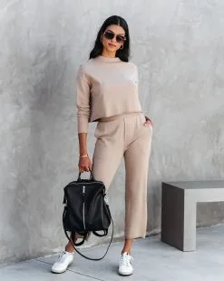 MOD -001 Airport Glam Cotton High Rise Pocketed Pants - Camel - FINAL SALE