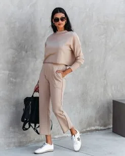 MOD -001 Airport Glam Cotton High Rise Pocketed Pants - Camel - FINAL SALE -clothes Sales AirportGlamCottonCamel32