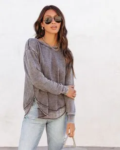 Al Fresco Cotton Blend Knit Pullover - Grey - SALE
