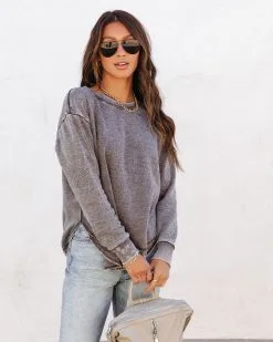 Al Fresco Cotton Blend Knit Pullover - Grey - SALE -clothes Sales AlFrescoCottonBlendKnitPullover Grey 82