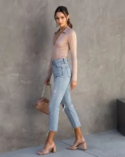 BLUE-001 Alessandra Collared Bodysuit - Light Taupe - FINAL SALE -clothes Sales AlessandraCollaredBodysuit LightTaupe100