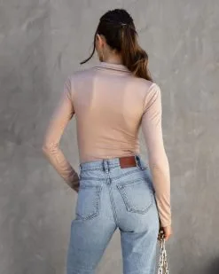 BLUE-001 Alessandra Collared Bodysuit - Light Taupe - FINAL SALE -clothes Sales AlessandraCollaredBodysuit LightTaupe124