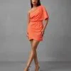 All-Nighter One Shoulder Drape Mini Dress - Orange