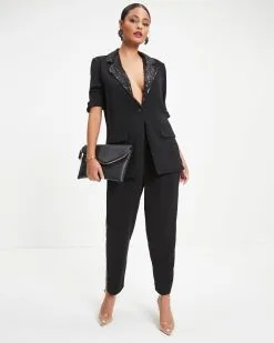 ACOA-001 Always A Party Sequin Contrast Pocketed Pants - Black - FINAL SALE -clothes Sales Always A Party Sequin Contrast Blazer Black 0445 7d074811 9d17 4221 bc36 4931b0070517