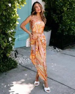 DRES-001 Annika Satin Marble Sarong Skirt