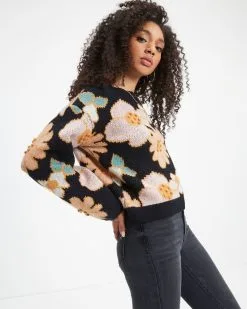 Arlow Floral Knit Pullover Sweater - FINAL SALE -clothes Sales Arlow Floral Knit Pullover Sweater 5114