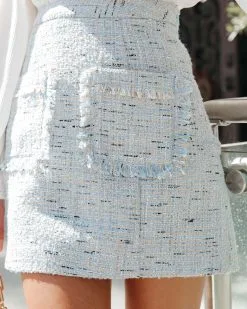 FLAT-001 Aubrielle Pocketed Tweed Mini Skirt - Light Blue - FINAL SALE -clothes Sales AubriellePocketedTweedMniSkirtLightBlue19
