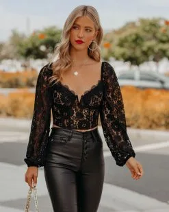 LUSH-001 Aubrina Lace Corset Crop Blouse - FINAL SALE -clothes Sales AubrinaLaceCorsetCropBlouse111