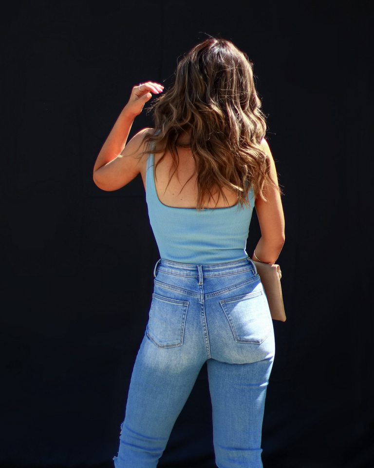 BY T-001 Exceptional One Ribbed Bodysuit - Blue 2 BY T-001 Exceptional One Ribbed Bodysuit - Blue - Image 2