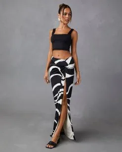DEE-001 Kalista Crossover Maxi Skirt – Black/Ivory 